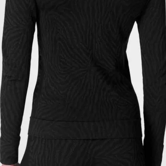 Sweaty Betty Animal Crew Neck Base Layer Top in Black Zebra Lines Jacquard - Picture 4 of 10